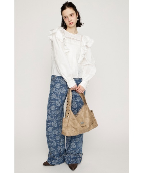 シャツ/ブラウス(半袖/袖なし) cropped frill ribbon 2way blouse lace SLY | 2WAY RIBBON FRILL LACE トップス (シャツ・ブラウス ) |SHEL