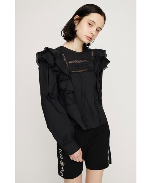 SLY（スライ） ブラウス シャツ 2WAY RIBBON FRILL LACE TOPS 2ウェイ