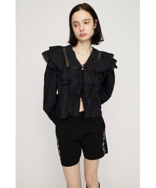 SLY（スライ） ブラウス シャツ 2WAY RIBBON FRILL LACE TOPS 2ウェイ