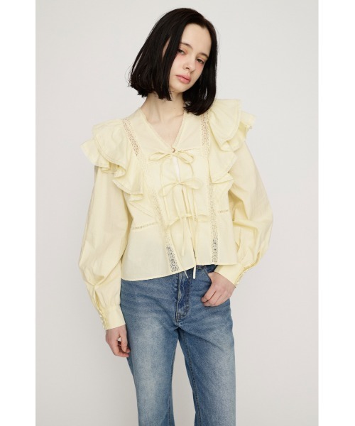 SLY（スライ） ブラウス シャツ 2WAY RIBBON FRILL LACE TOPS 2ウェイ