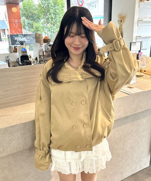 希少 キャピタル ショート トレンチ ベージュ コート ジャケット LACーVERT トレンチコート コート スタンドカラーショートトレンチ