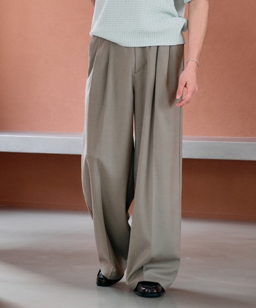 Adoon plain ワイドパンツ スラックス メンズ レディース : ZOZOTOWN