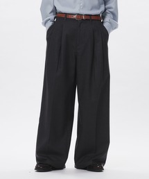 Adoon plain ワイドパンツ スラックス High Density Gabardine 2-Tuck