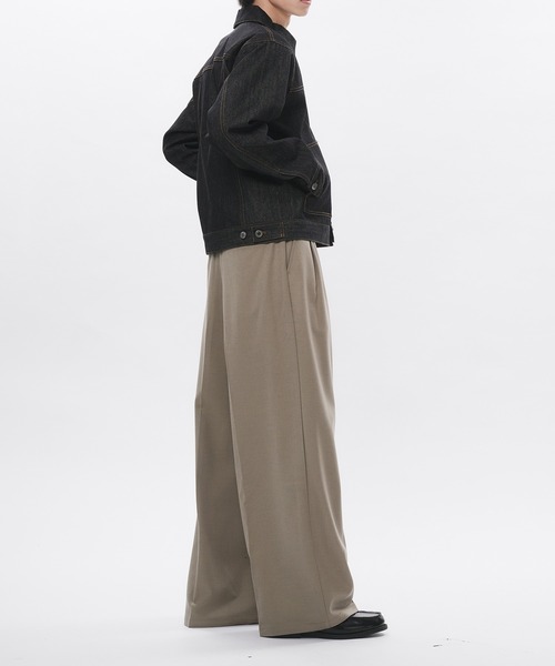 Adoon plain スラックス High Density Gabardine 2-Tuck Wide Slacks