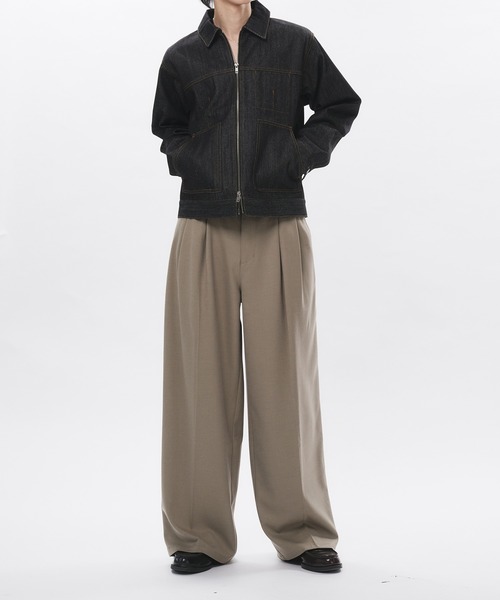 Adoon plain スラックス High Density Gabardine 2-Tuck Wide Slacks Adoon plain スラックス High Density Gabardine 2-Tuck Wide Slacks