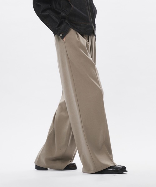 Adoon plain スラックス High Density Gabardine 2-Tuck Wide Slacks