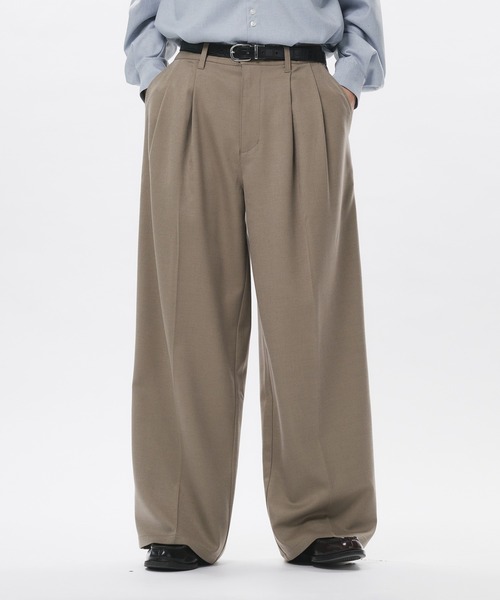 Adoon plain スラックス High Density Gabardine 2-Tuck Wide Slacks Adoon plain スラックス High Density Gabardine 2-Tuck Wide Slacks