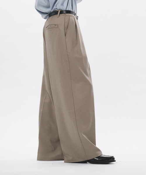 Adoon plain スラックス High Density Gabardine 2-Tuck Wide Slacks
