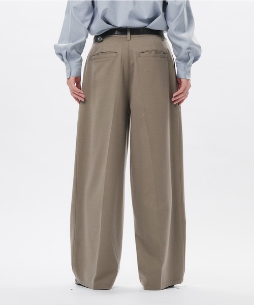 Adoon plain スラックス High Density Gabardine 2-Tuck Wide Slacks