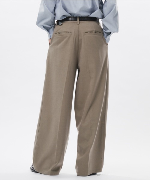 Adoon plain スラックス High Density Gabardine 2-Tuck Wide Slacks