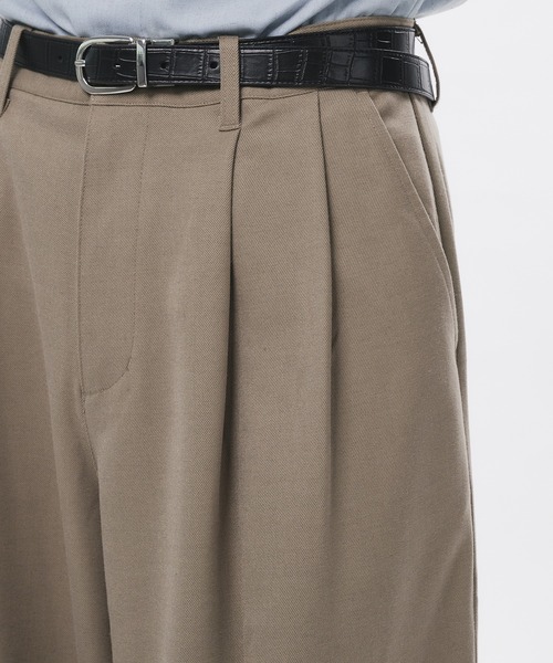 Adoon plain スラックス High Density Gabardine 2-Tuck Wide Slacks