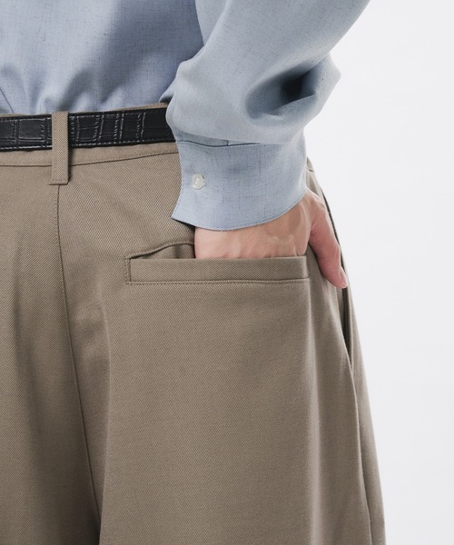 Adoon plain スラックス High Density Gabardine 2-Tuck Wide Slacks