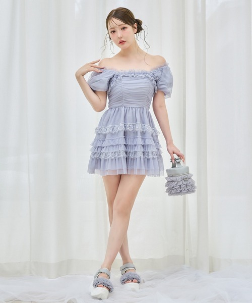 サンダル 「tulle collection」チュールフリルサンダル レディースの画像