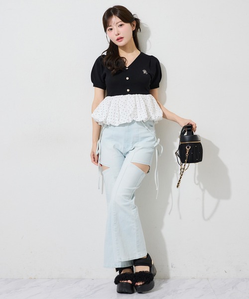 サンダル 「tulle collection」チュールフリルサンダル レディースの画像