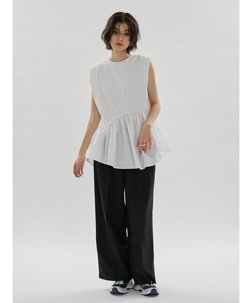 tシャツ フレアドッキングカットソー レディースの画像
