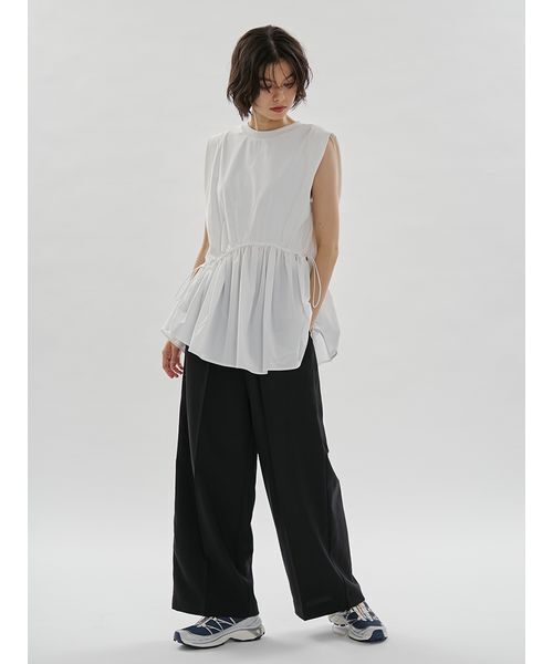 tシャツ フレアドッキングカットソー レディースの画像