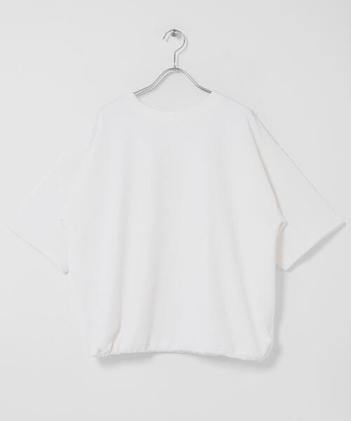 tシャツ カットジャガードドロスト五分袖プルオーバー レディースの画像