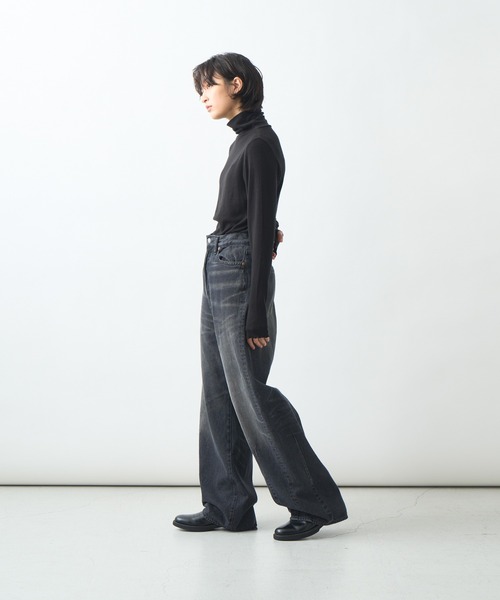 「kha:ki」 デニムパンツ 1 ブラック レディース_画像6