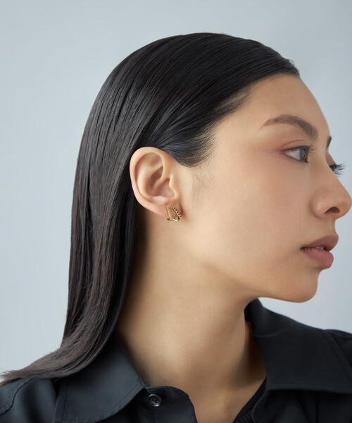 ピアス 「ダブルピアス」 ジルコニア レディースの画像