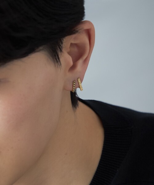 ピアス 「ダブルピアス」 ジルコニア レディースの画像