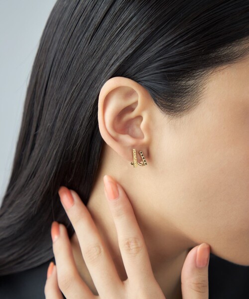 ピアス 「ダブルピアス」 ジルコニア レディースの画像