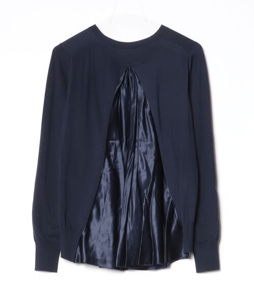 sacai カーディガン ネイビー×グレー サイズ2 sacai（サカイ） ニットカーディガン 2 ネイビー レディース