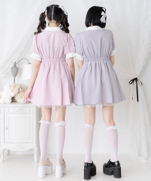 「DearMyLove」 半袖ワンピース LL ボルドー レディース_画像3