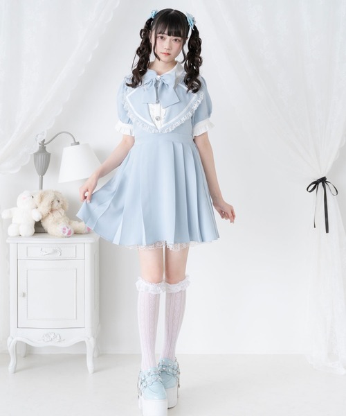 「DearMyLove」 半袖ワンピース LL ボルドー レディース_画像7
