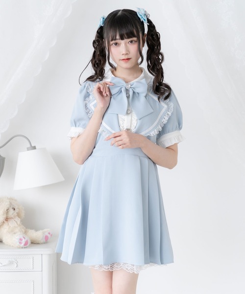 「DearMyLove」 半袖ワンピース LL ボルドー レディース_画像9