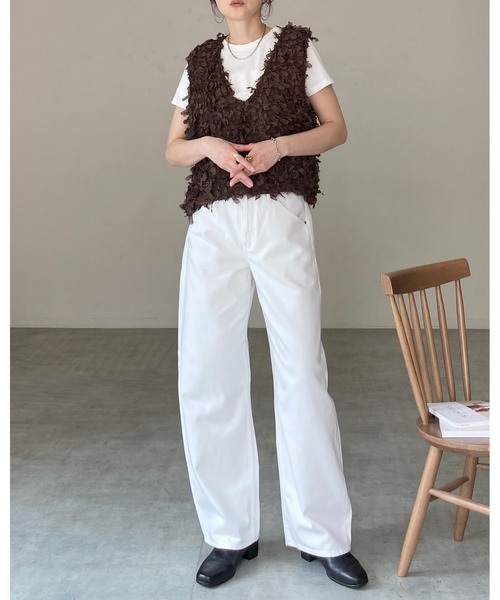 DRIES VAN NOTEN フリンジ ニットベスト ジレ She's Closet ベスト ジレ 夏 深Vネックリボンヤーンフリンジニット