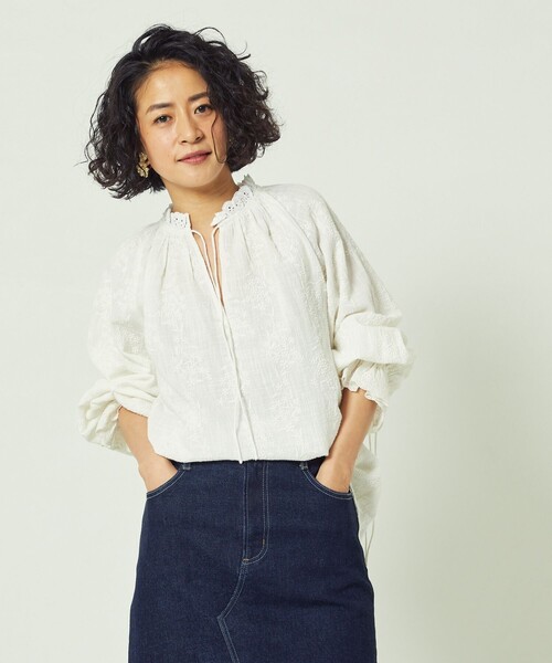 「Freada」 長袖ブラウス フリ- ブラック レディース_画像8