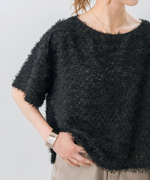 美品✨Spick & Span フェザーライクTブラウス　黒　F Spick＆Span（スピック アンド スパン） ブラウス シャツ 半袖 「追加2