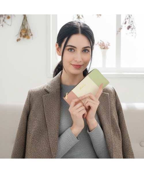 Clelia（クレリア） 財布 トリコロールカラーL字ファスナー長財布