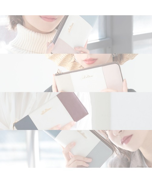 Clelia 財布 トリコロールカラーL字ファスナー長財布 レディース