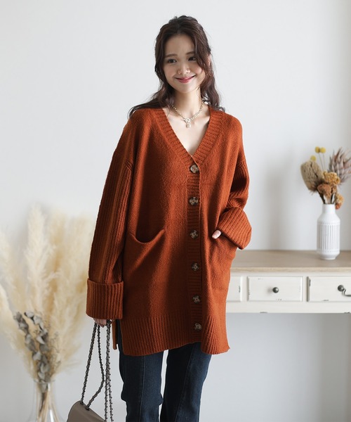 カーディガン ボリュームスリーブ前開きカーディガン レディース ElegChic カーディガン ボリュームスリーブ前開きカーディガン