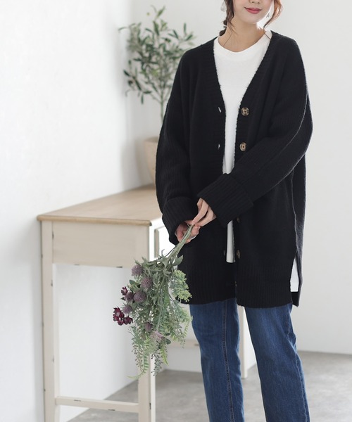 ElegChic カーディガン ボリュームスリーブ前開きカーディガン