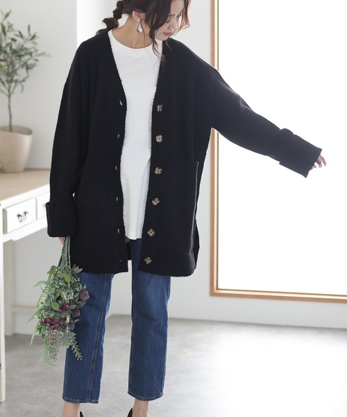 カーディガン ボリュームスリーブ前開きカーディガン レディース ElegChic カーディガン ボリュームスリーブ前開きカーディガン