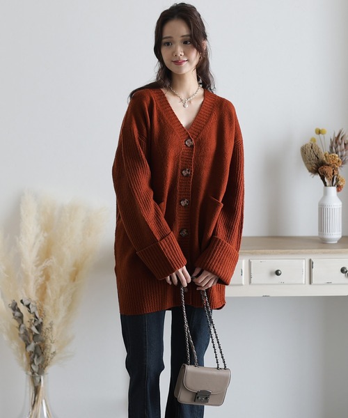 ElegChic カーディガン ボリュームスリーブ前開きカーディガン
