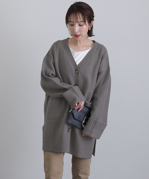 ElegChic カーディガン ボリュームスリーブ前開きカーディガン