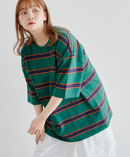 HANGTEN（ハンテン） tシャツ Tシャツ 半袖マルチボーダーT : ZOZOTOWN