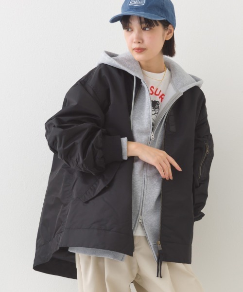 OMNES（オムネス） ブルゾン アウター ナイロンAライン裾ボリューム