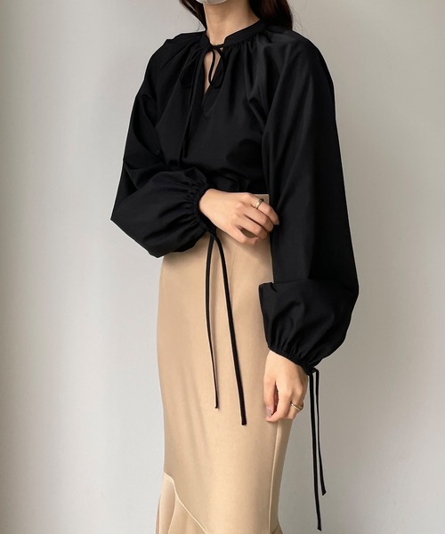 Louere（ルエレ） ブラウス シャツ リボンギャザーブラウス レディース