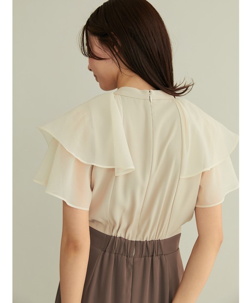 ワンピース シアーフリルスリーブワンピース レディース : 71424721  