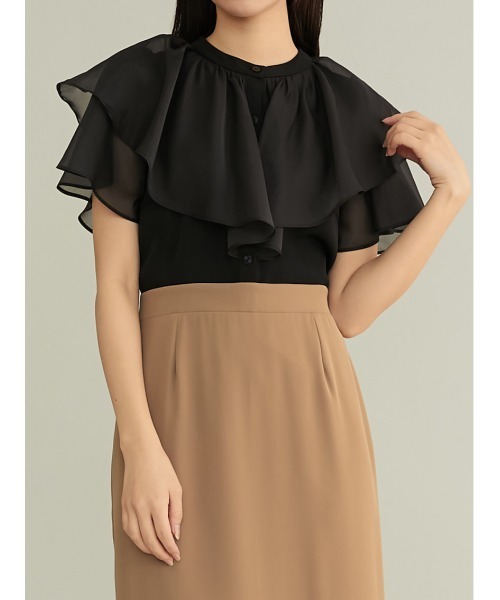 ワンピース シアーフリルスリーブワンピース レディース : 71424721  