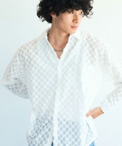 シャツ 長袖総柄ひしがたシースルーシャツ (SS) メンズ