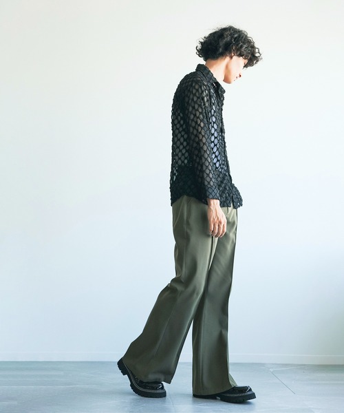 シャツ 長袖総柄ひしがたシースルーシャツ (SS) メンズ | aimoha | 09