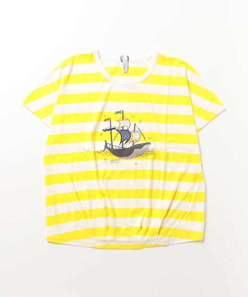 Emago tシャツ Tシャツ EMAGO くじらパッチワーク刺繍ドルマン半袖T 