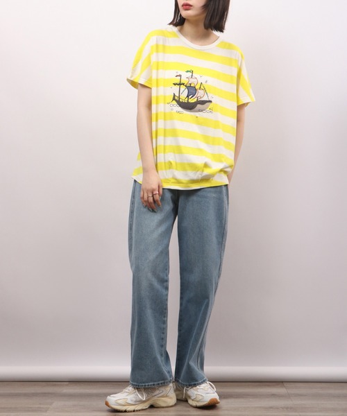 tシャツ EMAGO くじらパッチワーク刺繍ドルマン半袖Tシャツ レディース Emago tシャツ EMAGO くじらパッチワーク刺繍ドルマン半袖T