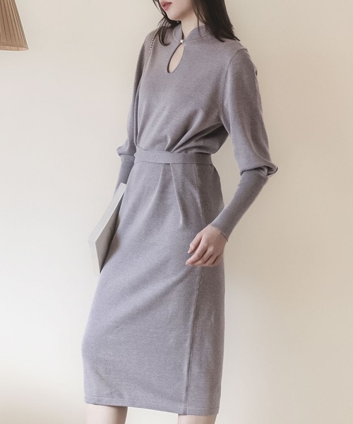 【美品】アドーア レーヨンニット　ロングワンピース　ハイゲージニット PROPORTION BODY DRESSING（プロポーションボディドレッシング