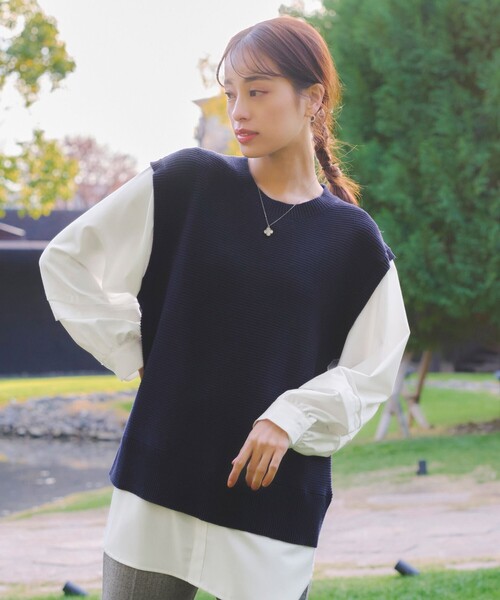 Tiaclasse ベスト ジレ 「2way」シャツドッキングニットベスト